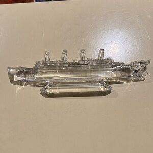 Waterford Crystal Steamship Figurine Signed